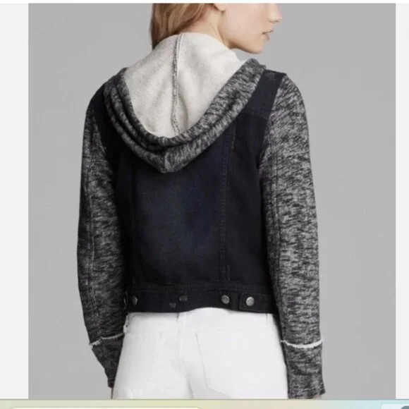 Free People Black and Gray Jean Jacket - Picture 2 of 9